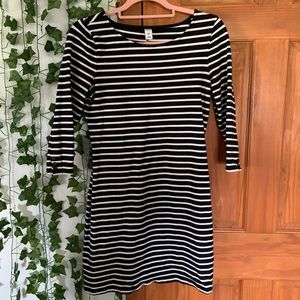 Black and white striped heavy cotton dress